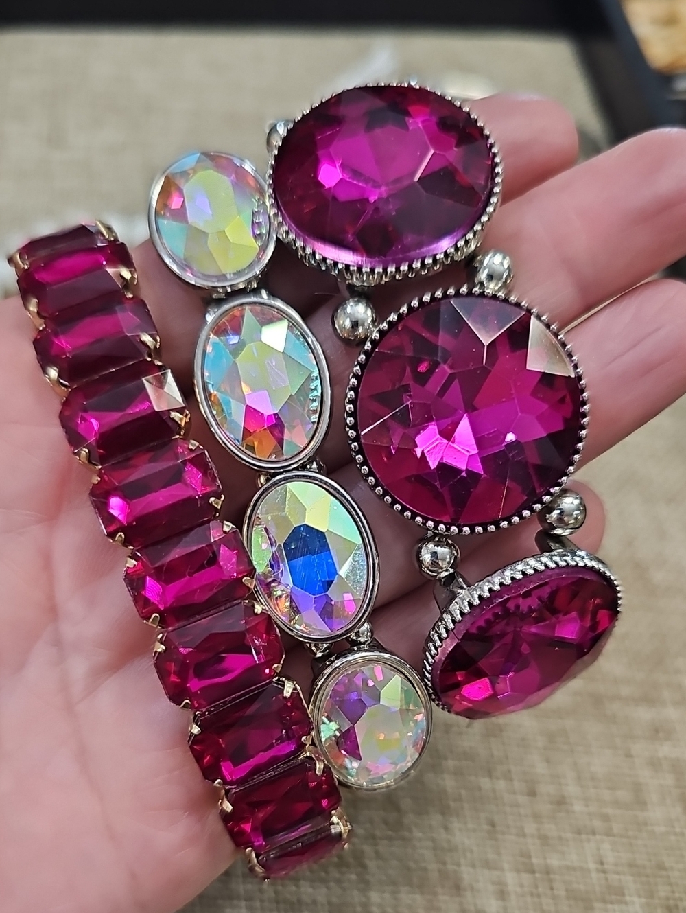Silver and Pink Crystal Jewelry Set